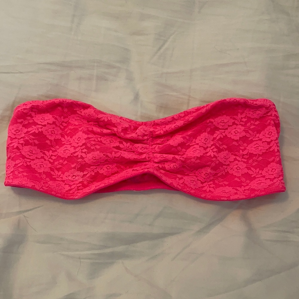 Hot pink, lace bandeau top